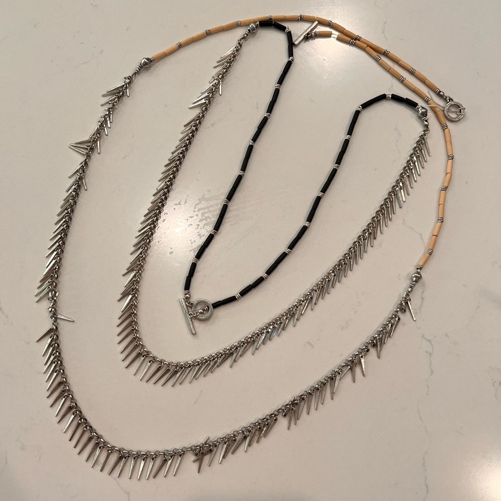 Jenny Bird Black & White FRinge Necklaces set of 2!